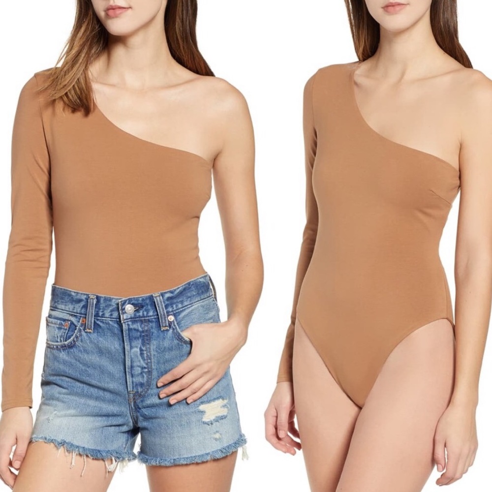 Tiger Mist long one sleeve camel bodysuit